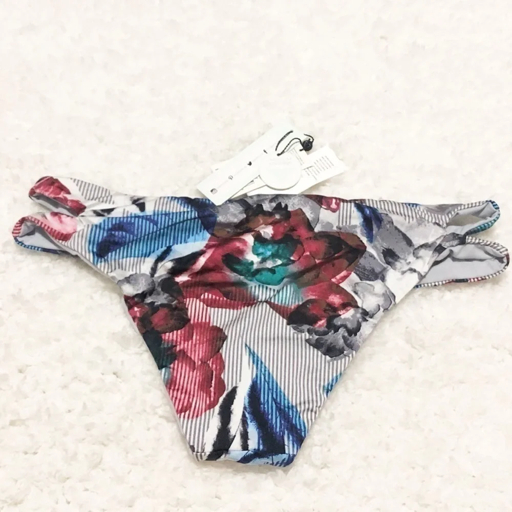 🆕 Bikini Lab floral stripe cut out swim bottoms - Picture 3 of 7